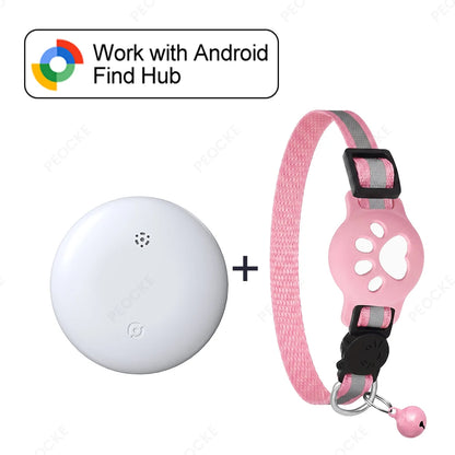 Cat Smart Tracking Collar Lightweight Waterproof Adjustable Works with Google Find Hub Bluetooth Anti Lost GPS Locator for Pet