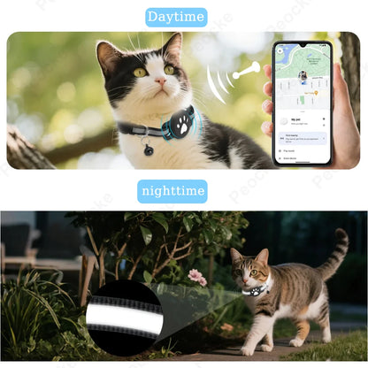 Cat Smart Tracking Collar Lightweight Waterproof Adjustable Works with Google Find Hub Bluetooth Anti Lost GPS Locator for Pet
