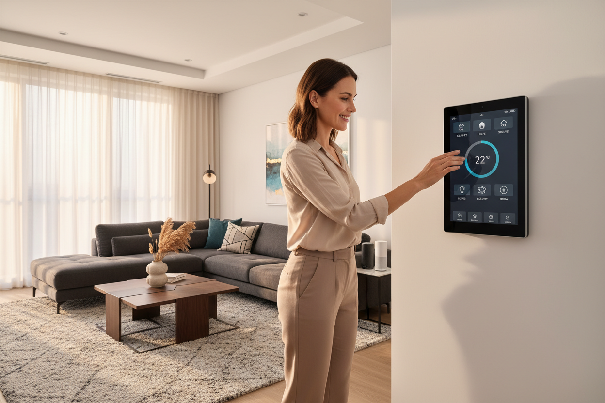 Customer using Graffiti Smart Home WiFi Central Control Screen