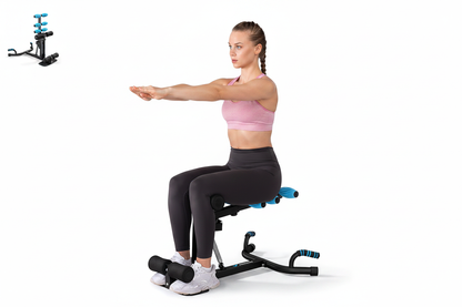 Woman in pink activewear on deep squat trainer